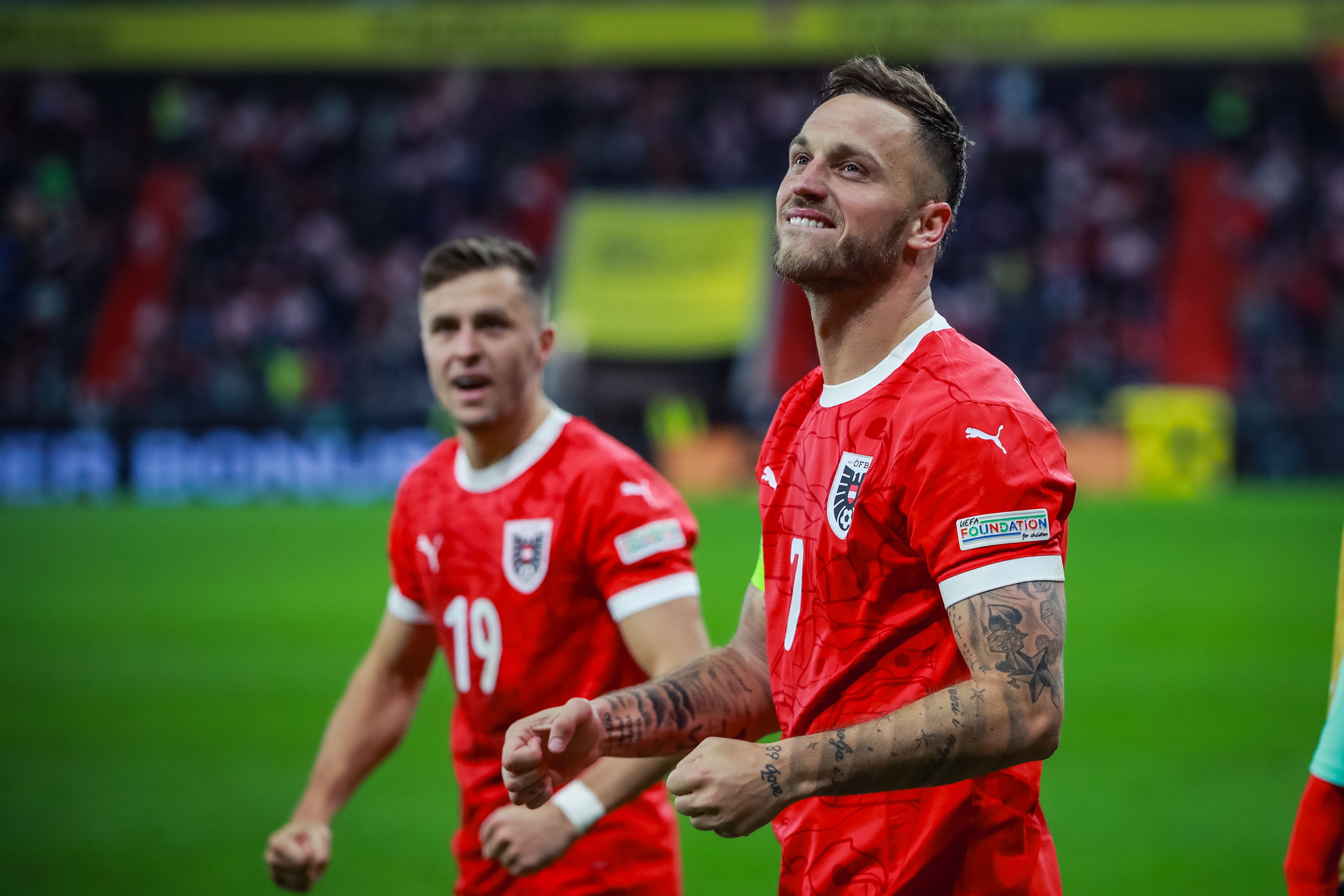 Die ÖFB-Stars Marko Arnautovic und Christoph Baumgartner. 