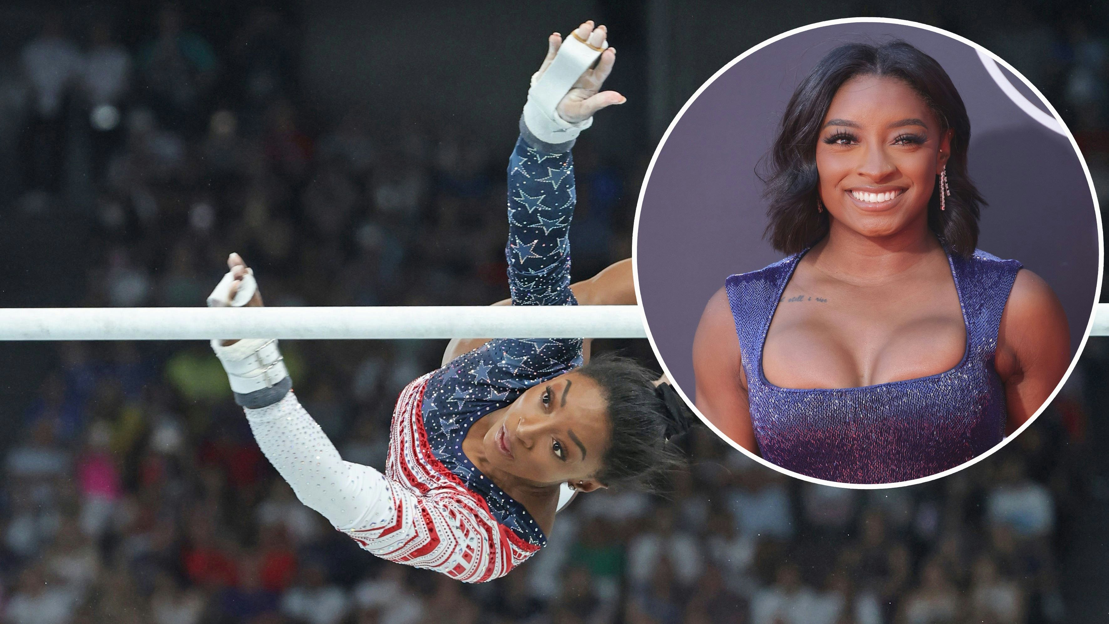 Sport Bilder des Tages Simone Biles USA f¸hrt Team USA zu Gold, Biles USA am Stufenbarren, Team-Wettbewerb Turnen Frauen, Mannschaftsfinale Ger‰teturnen Frauen, Paris 2024, Olympic Games, Olympische Spiele, Olympia, OS Paris 2024, Olympic Games 2024, 30.07.2024, - *** Simone Biles USA leads Team USA to gold, Biles USA on uneven bars, Team competition gymnastics women, Team final apparatus gymnastics women, Paris 2024, Olympic Games Paris 2024, Olympic Games 2024, 30 07 2024,