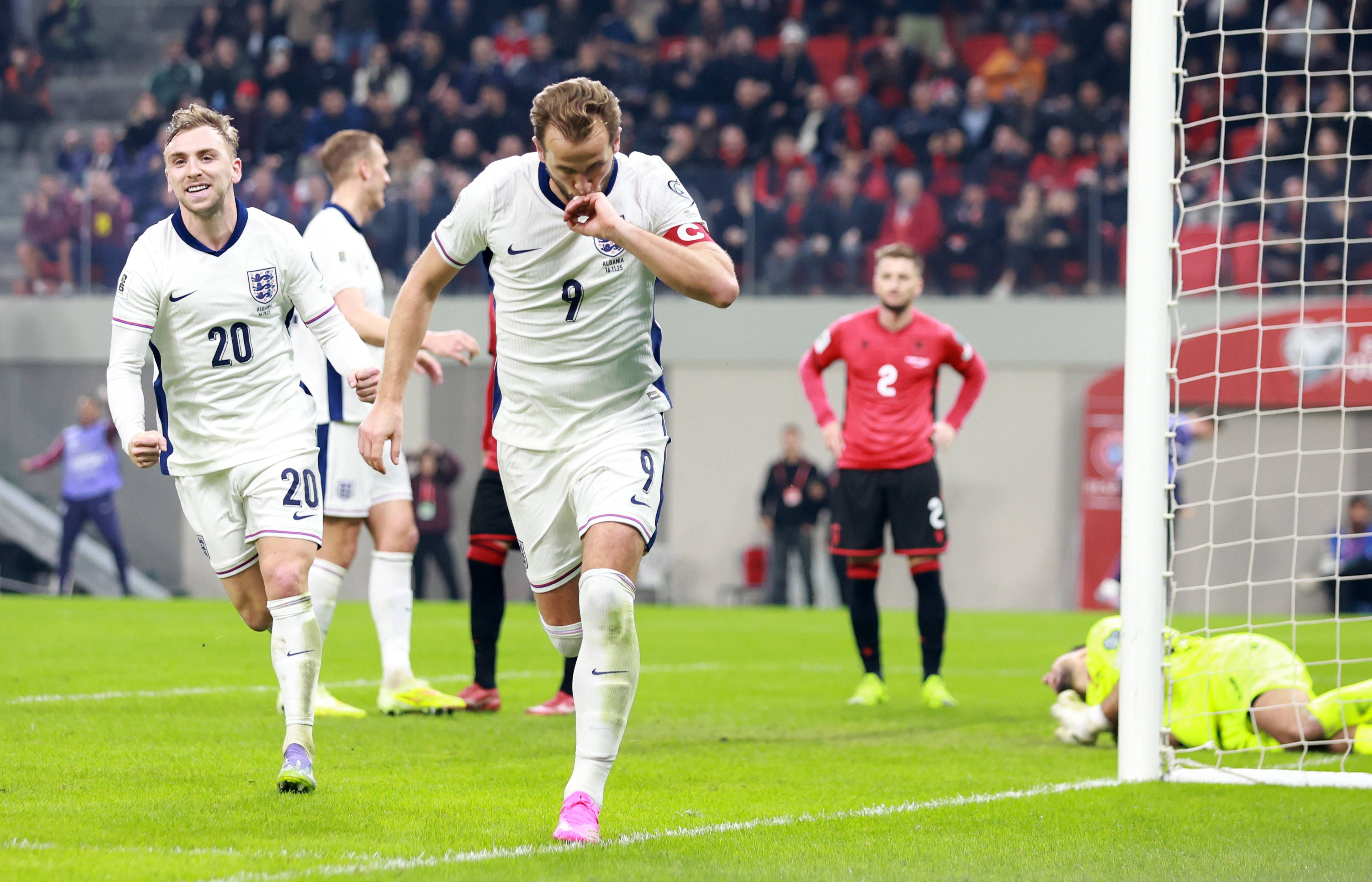 Harry Kane traf beim 2:0 gegen Albanien doppelt.