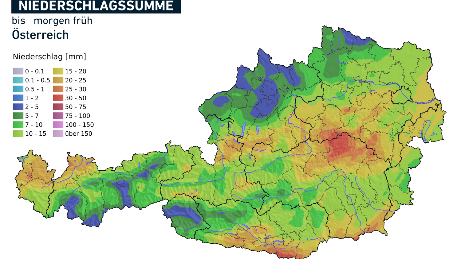 In Österreich schüttet es stellenweise wie aus Kübeln.