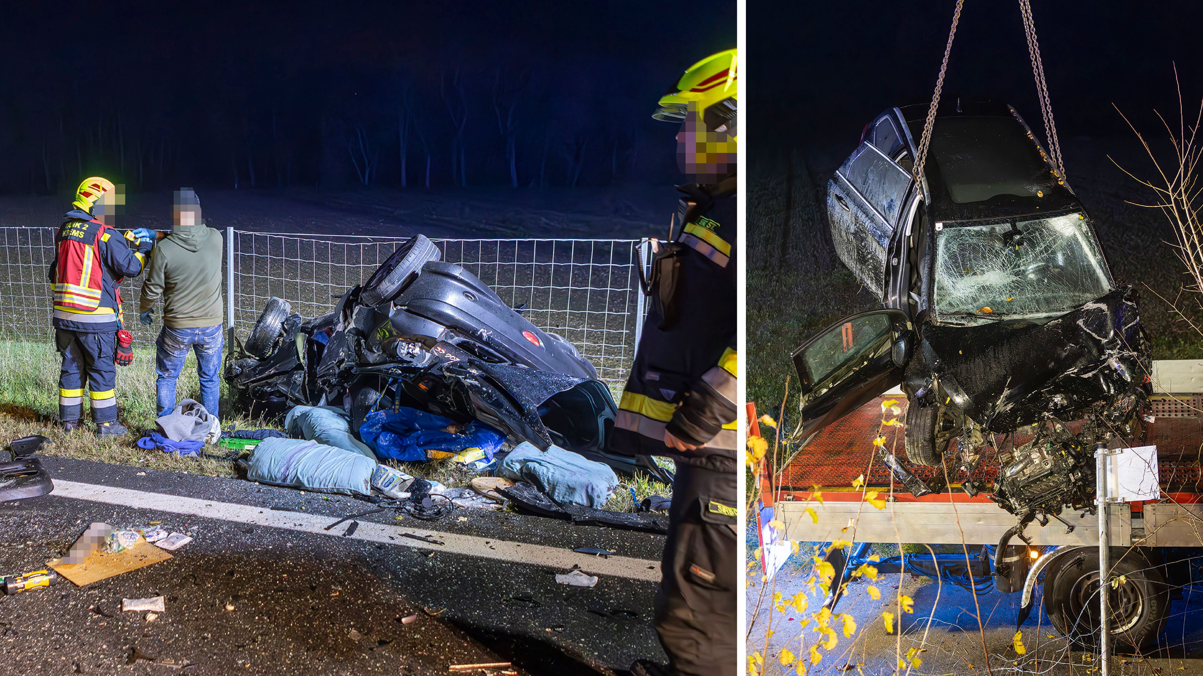 Die Einsatzkräfte bei den Bergearbeiten auf der S5