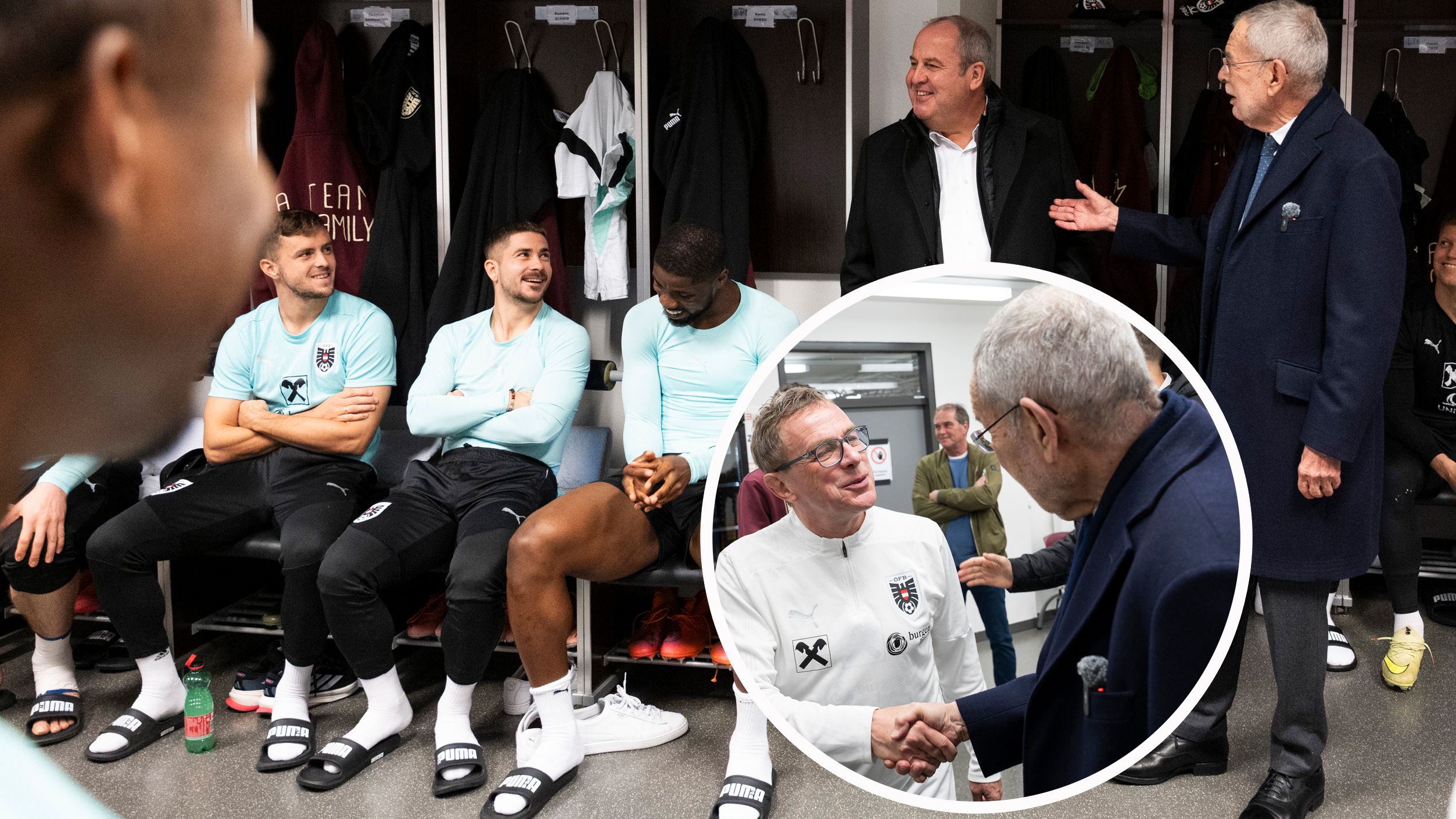 Bundespräsident Alexander Van der Bellen in der ÖFB-Kabine.