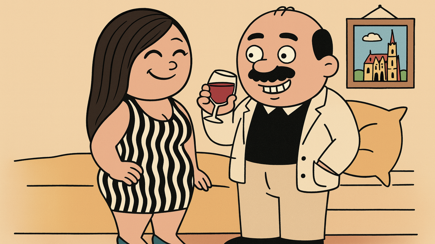 Urlaubs-Flair: Wie kommt's, dass Herlicek mit Nachbarin Herta ein Gläschen italienischen Wein trinkt?