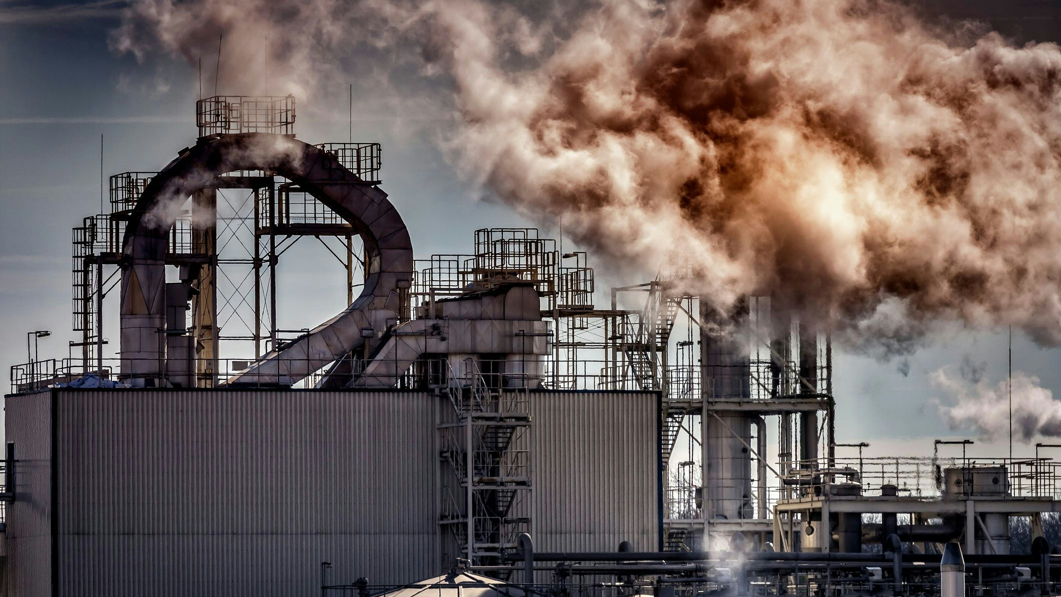 Poisonous fumes rising from the factory, Wroclaw, Poland
