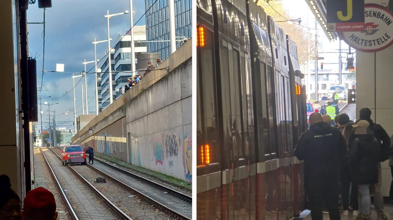 Heute.at - Chaos! Wiener lenkt Auto in Straßenbahn-Unterführung