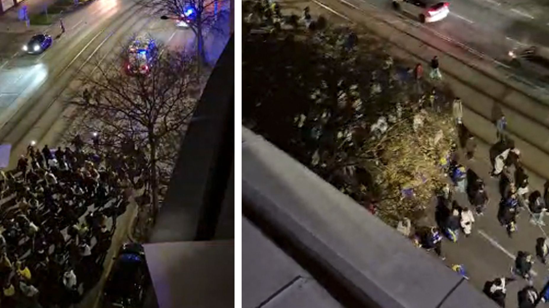 Bosnien-Fans werden beim Fan-Marsch von der Polizei eskortiert.