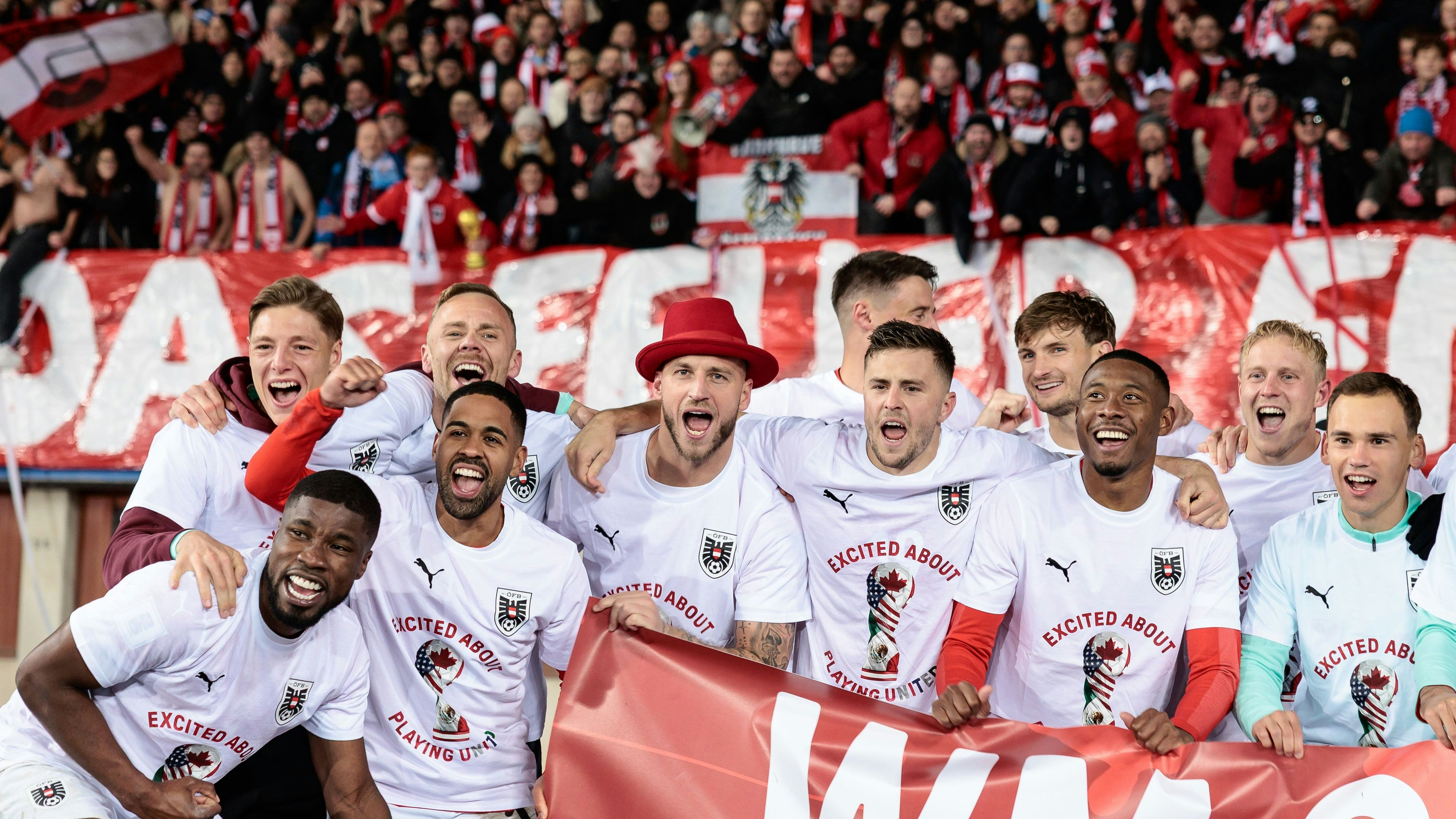 VIENNA,AUSTRIA,18.NOV.25 - FIFA World Cup 2026, European Qualifiers, group stage, OEFB international match, Austria vs Bosnia and Herzegovina. Image shows the rejoicing of AUT. Photo: GEPA pictures/ Armin Rauthner