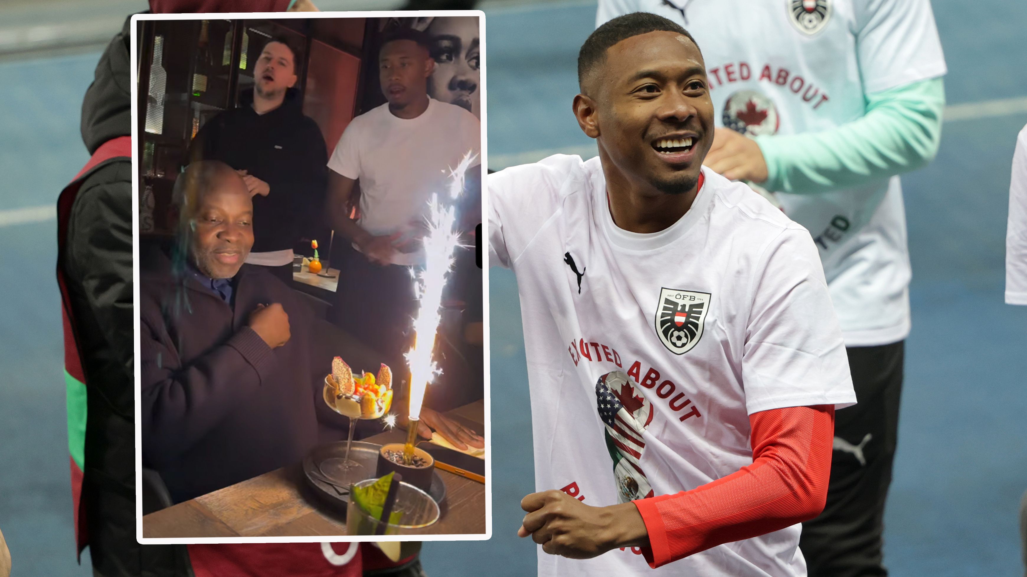 David Alaba feiert seinen Papa George Alaba.