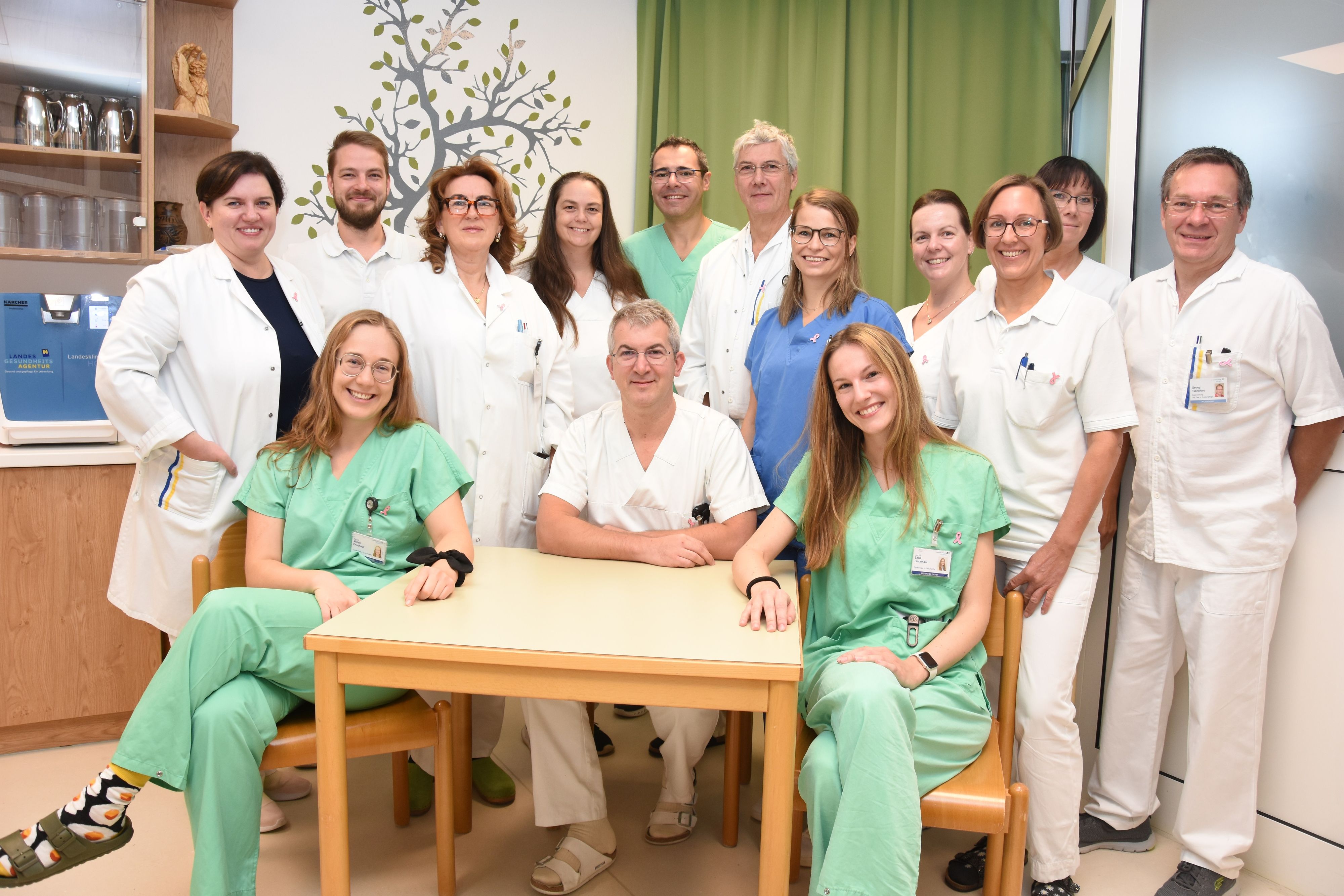 Prim. Dr. Catalin Esanu Leiter der Abteilung Frauenheilkunde und Geburtshilfe amLandesklinikum Horn (sitzend Mitte) und sein Team.