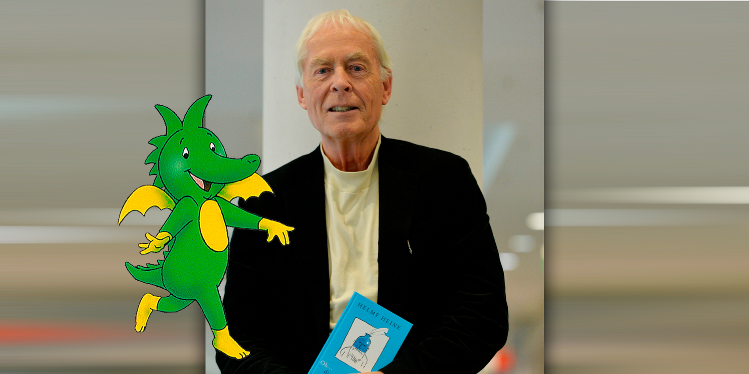 Helme Heine hat den grünen Drachen gezeichnet.