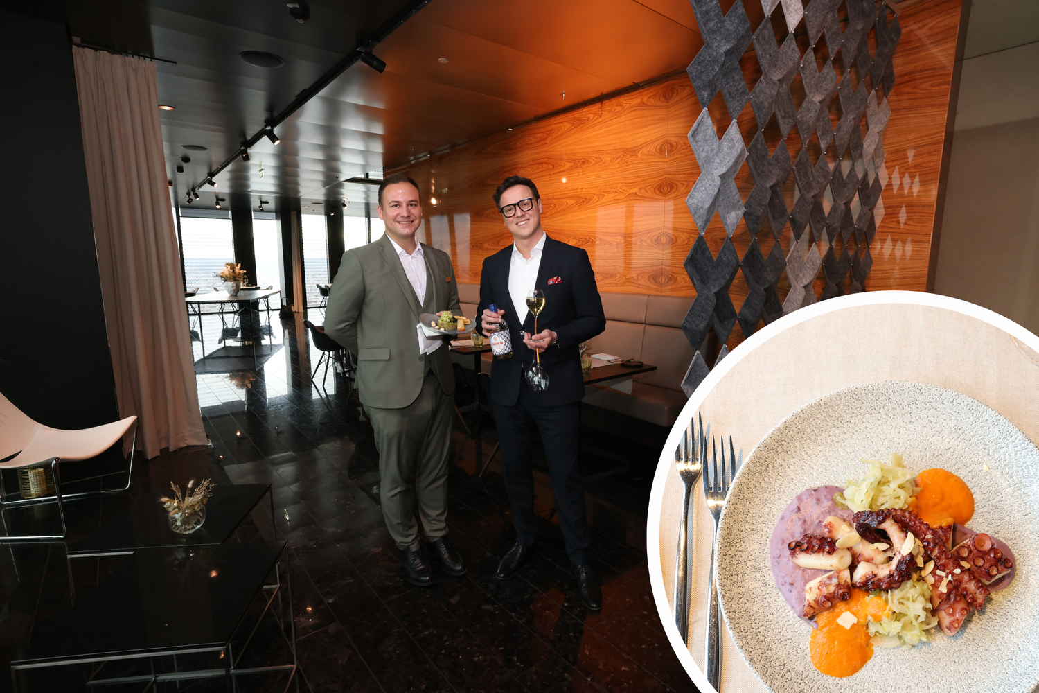 Restaurantmanager Jozef Hulina (links) und General Manager Sebastian Siegfried stellen die Highlights des Restaurants vor –darunter der Pulpo.