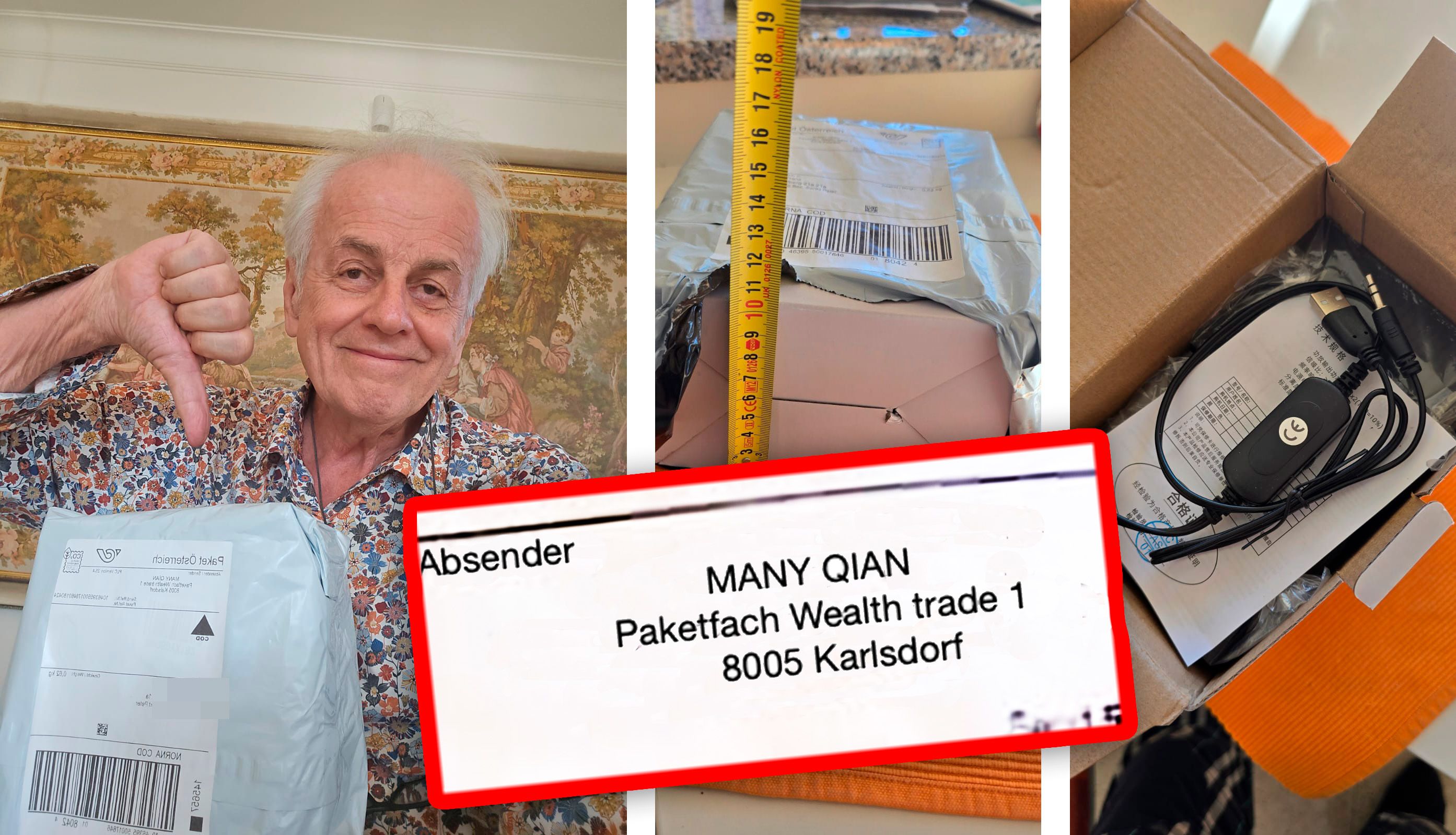 Franz S. aus Graz wurde Opfer eines Bestellbetrugs, will nun andere vor dem Absender warnen.