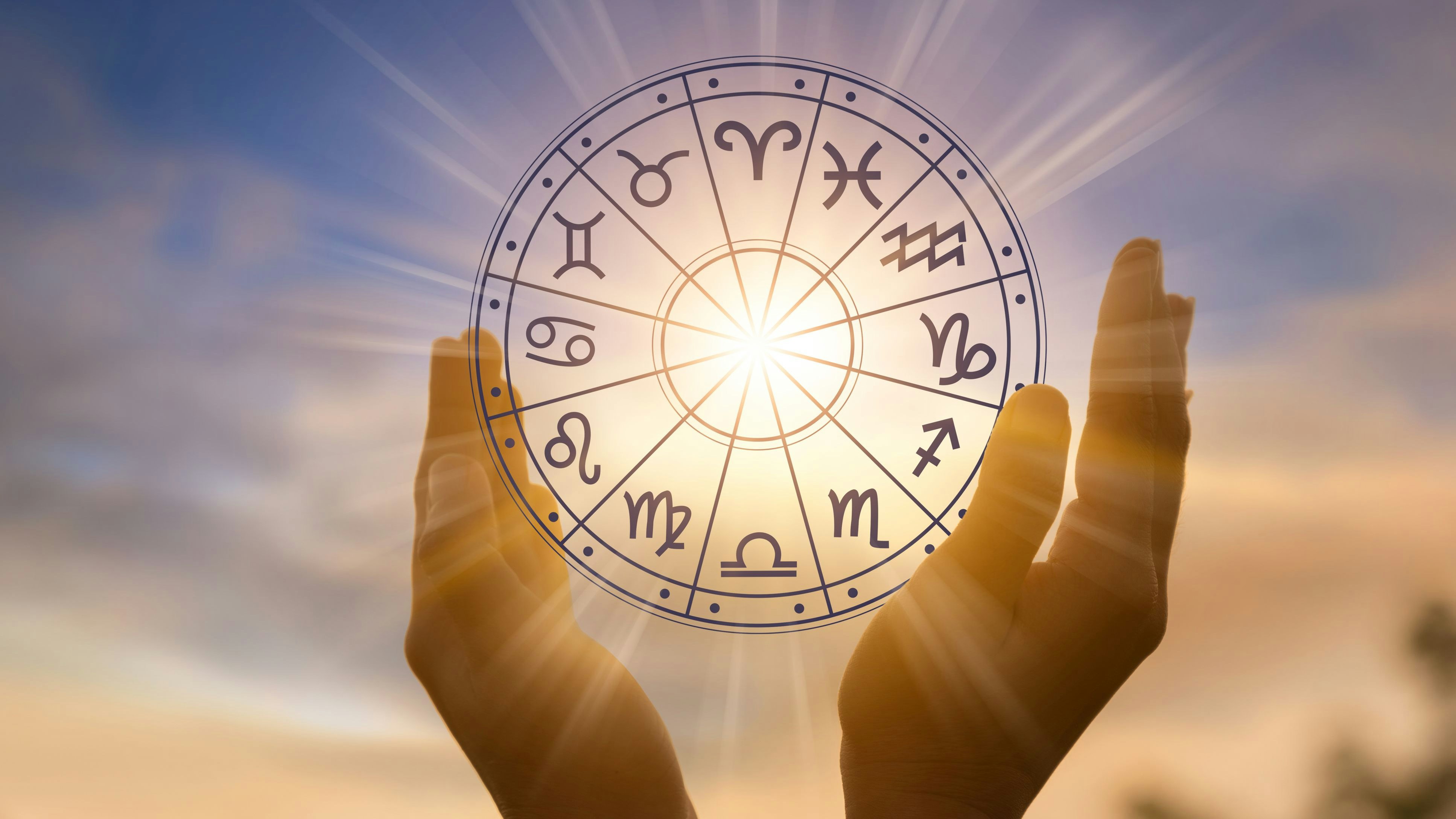 Zodiac signs inside of horoscope circle astrology and horoscopes concept