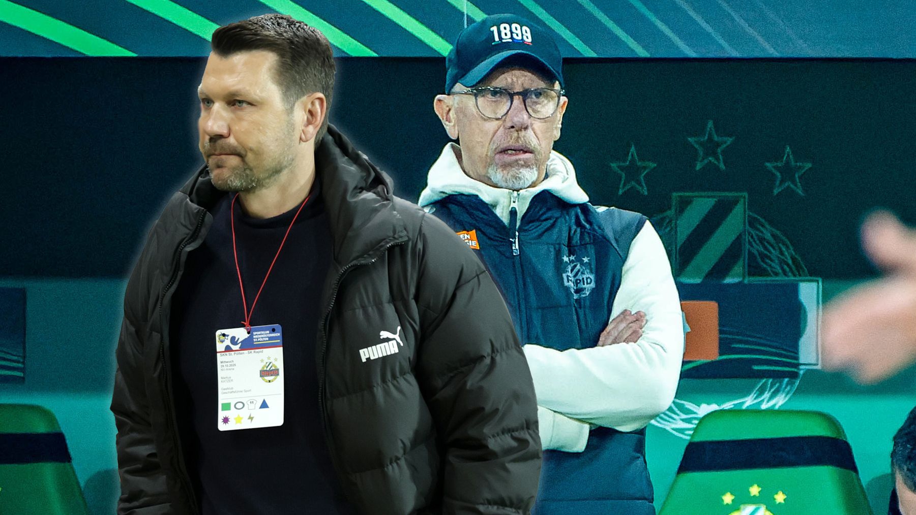 Viele Nebengeräusche bei Rapid um Markus Katzer und Peter Stöger.