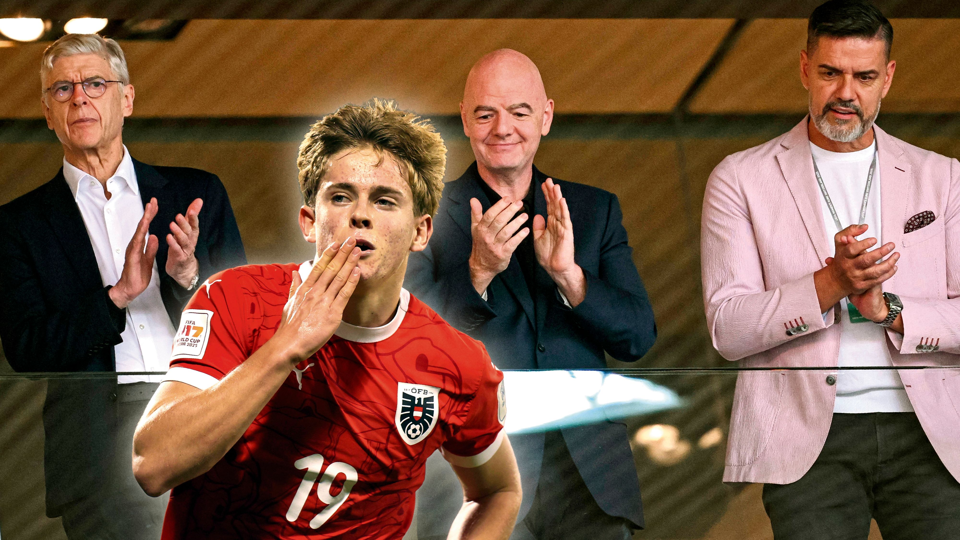 Wenger, Infantino und Zuberbühler applaudieren für ÖFB-Juwel Moser.