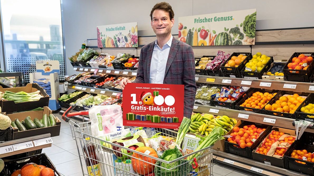 Bei Penny gibts von 1. bis 24. Dezember 1000 Gratiseinkäufe zu gewinnen