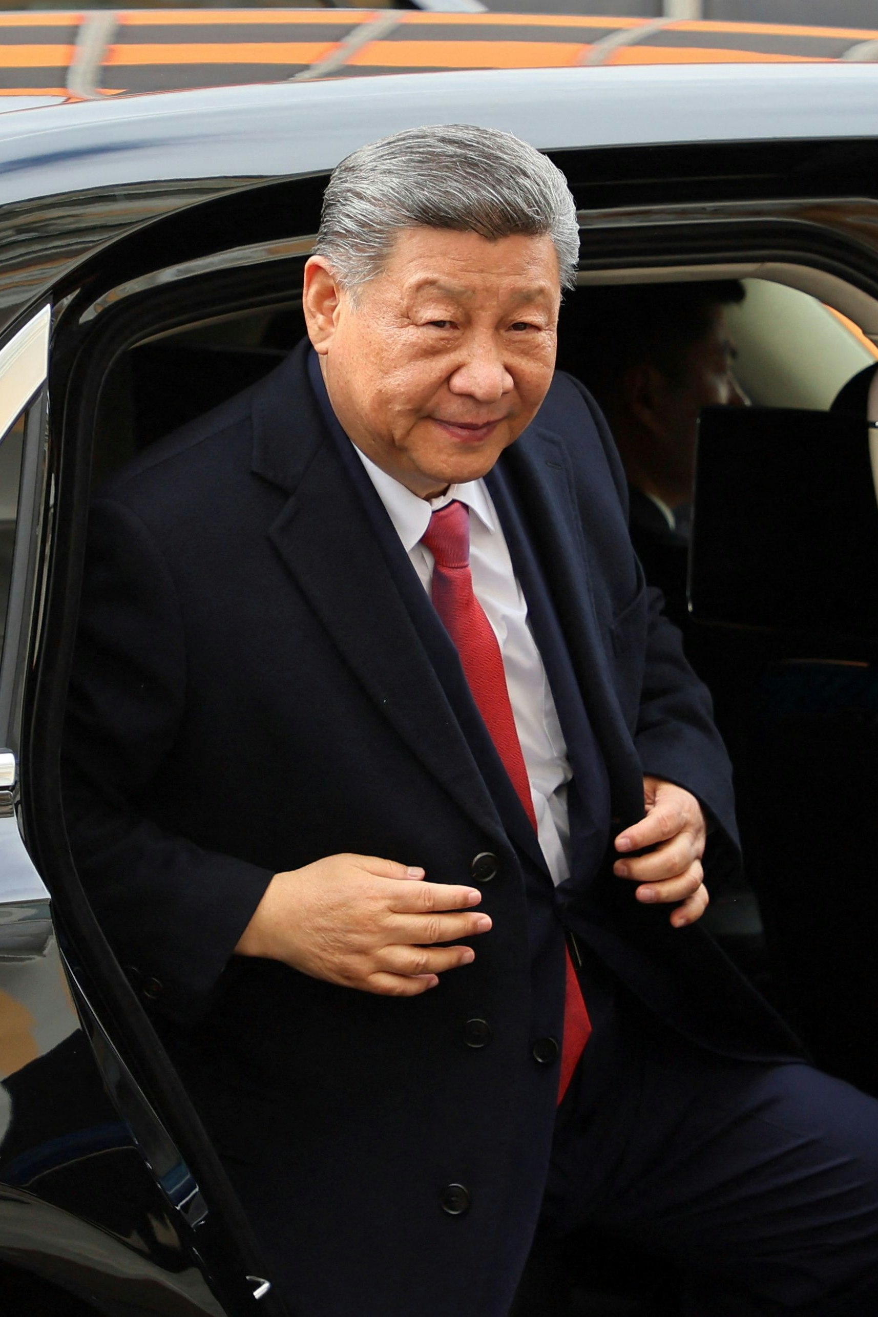 Chinese President Xi Jinping arrives at a meeting with Russian President Vladimir Putin at the Kremlin in Moscow, Russia, May 8, 2025. Yuri Kochetkov/Pool via REUTERS