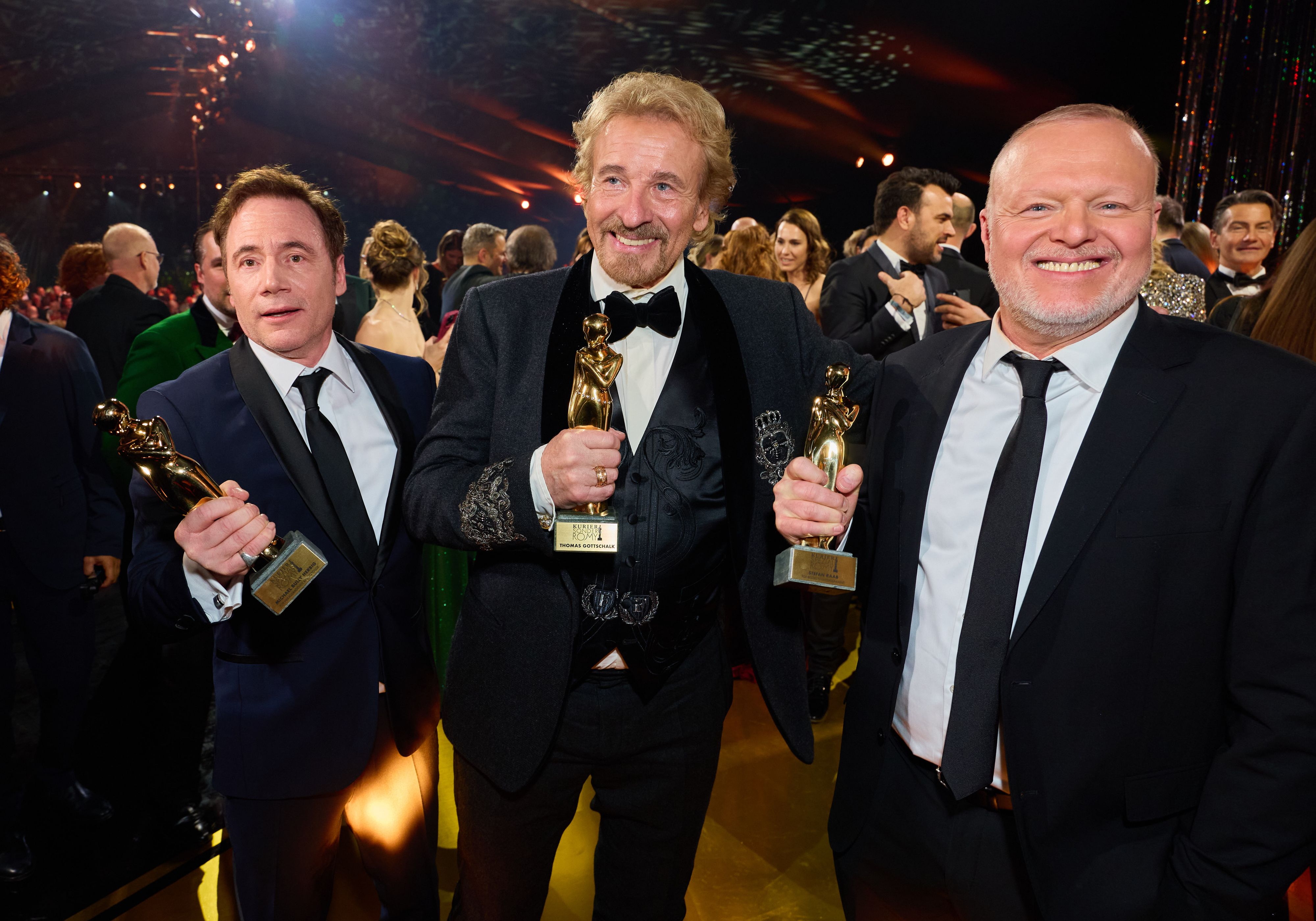 Michael Bully Herbig, Thomas Gottschalk und Stefan Raab bei der Verleihung der 