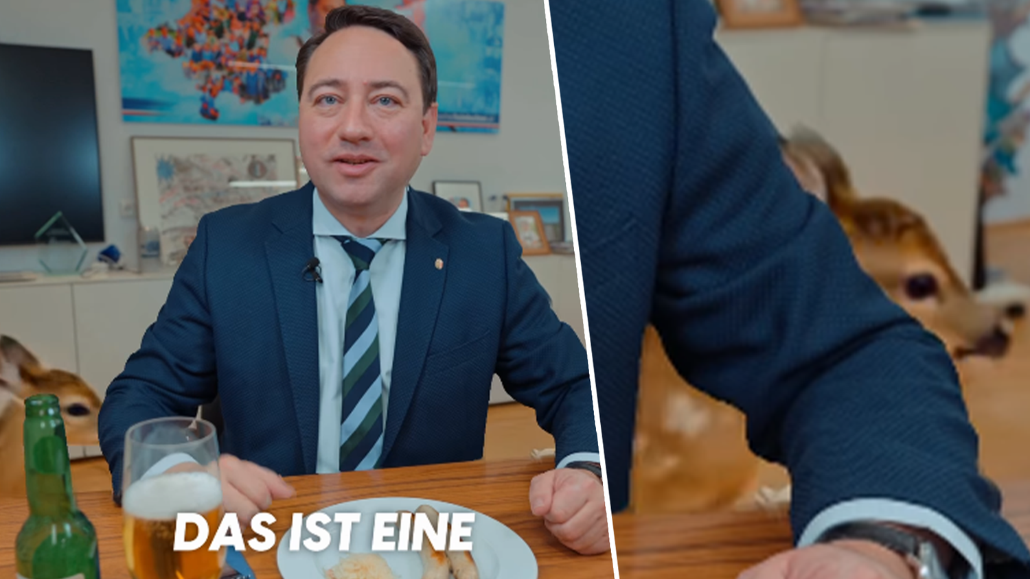 Mitten im Instagram-Video von Manfred Haimbuchner (FPÖ) läuft plötzlich ein kleines Reh durch den Raum.