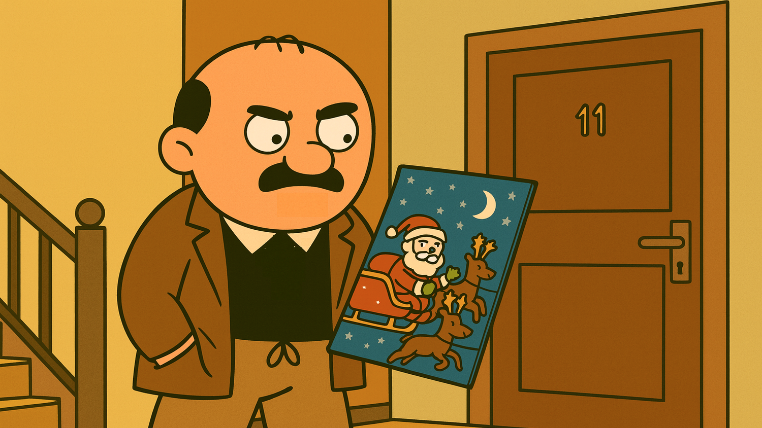 Komischer Kauz: Was macht Herlicek mit einem Adventkalender vor seiner Wohnungstür?