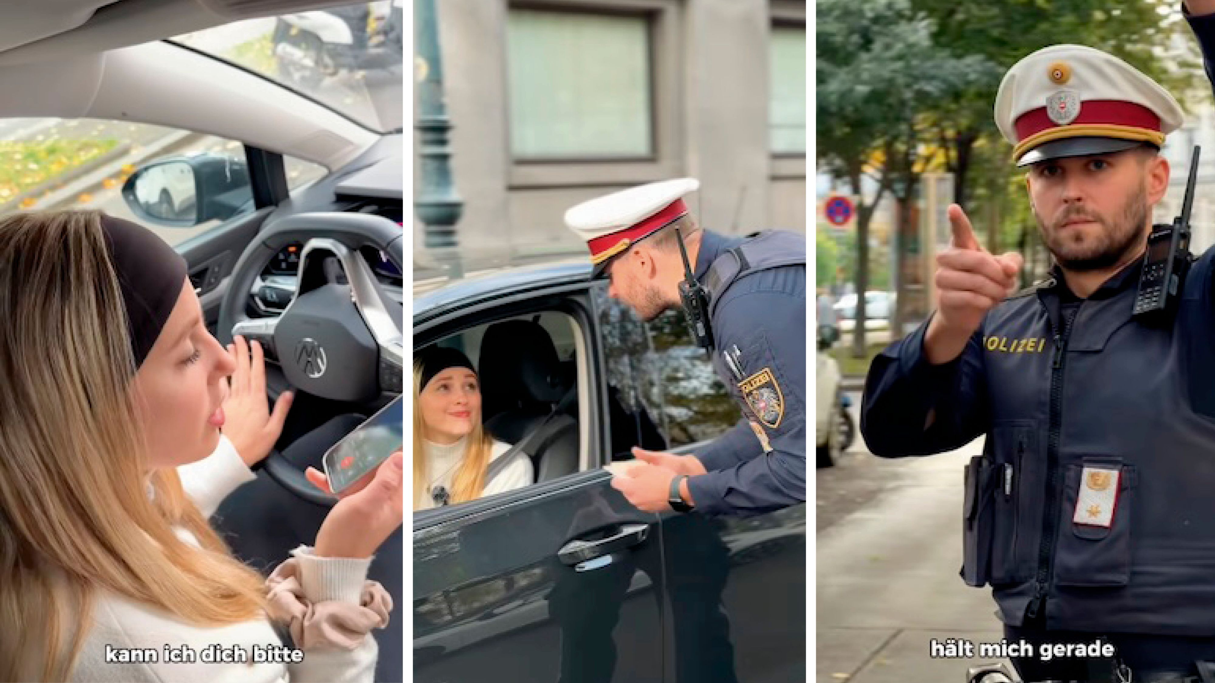 Eine Kärntnerin telefoniert am Steuer. Der Polizist hält sie in Wien auf.