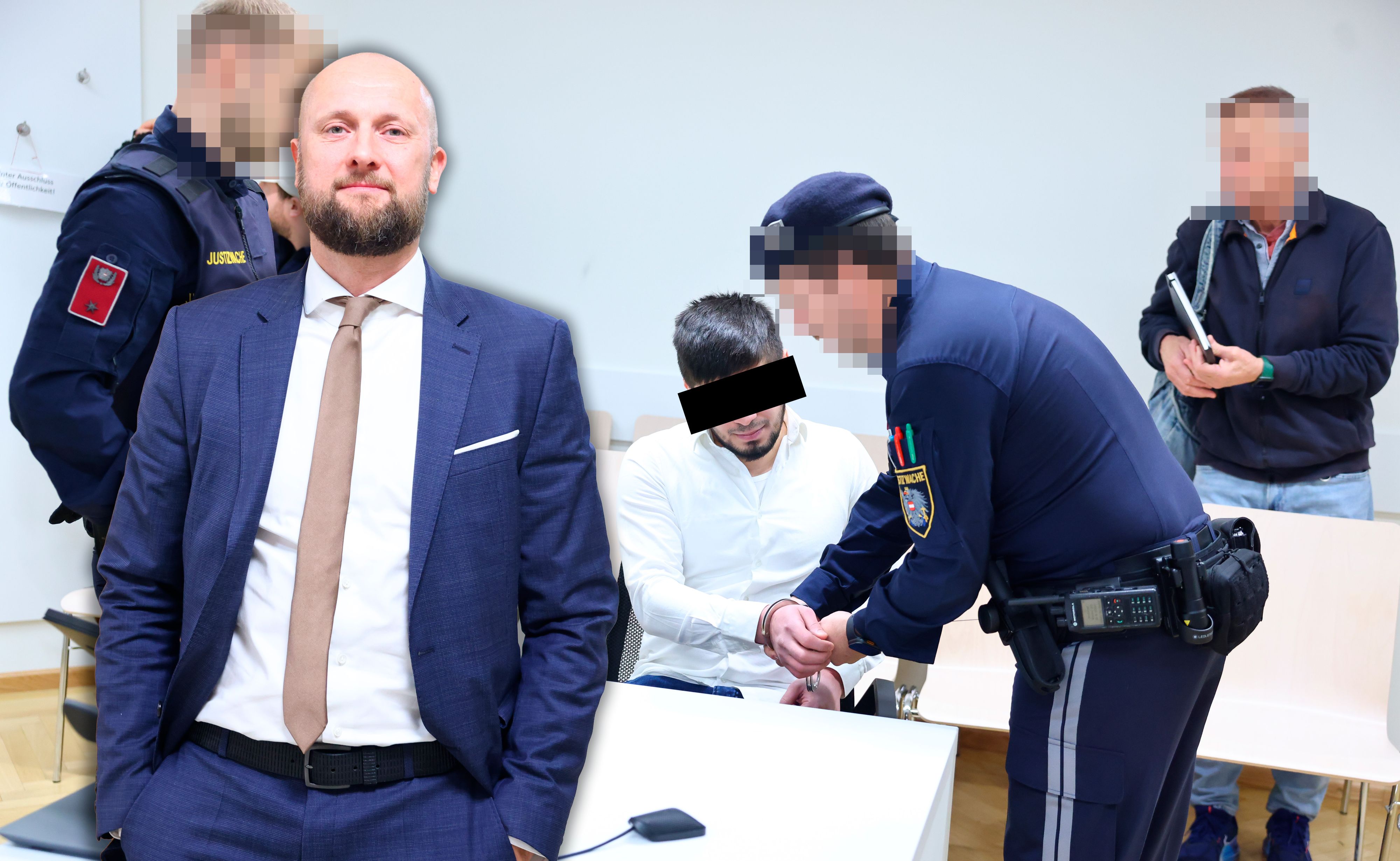 Anwalt Florian Kreiner ging für seinen MMA-Mandanten (m.) in den 