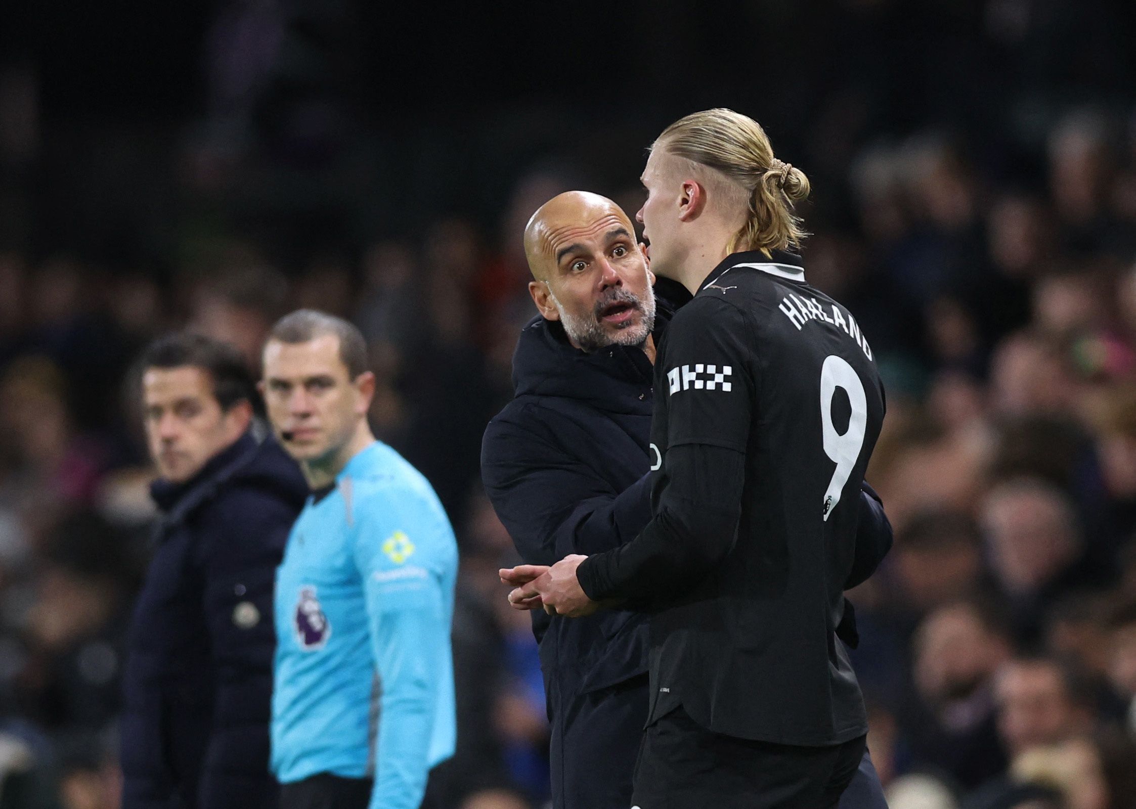Star-Stürmer Erling Haaland und Trainer Pep Guardiola. 