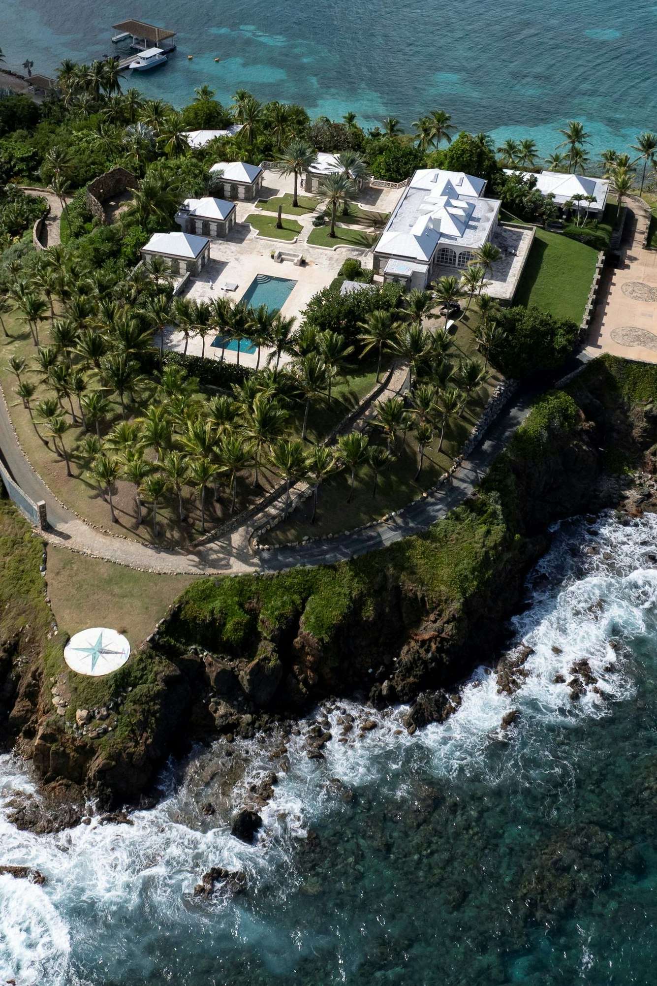 Eine Drohnenaufnahme von Little St. James, der kleinen Karibikinsel im Privatbesitz von Jeffrey Epstein