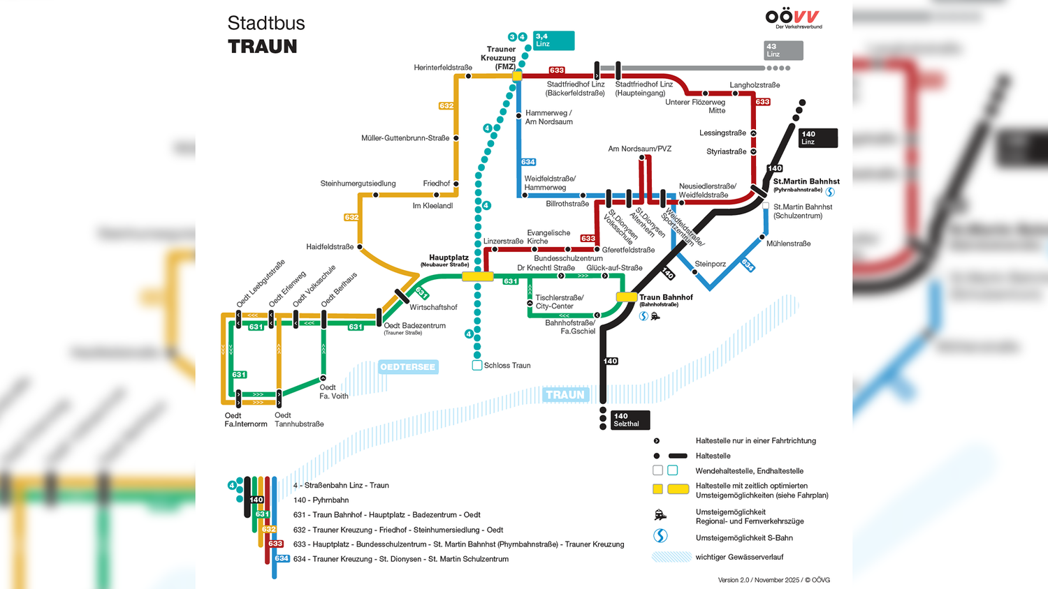 Das Liniennetz der neuen Trauner Stadtbus-Flotte.