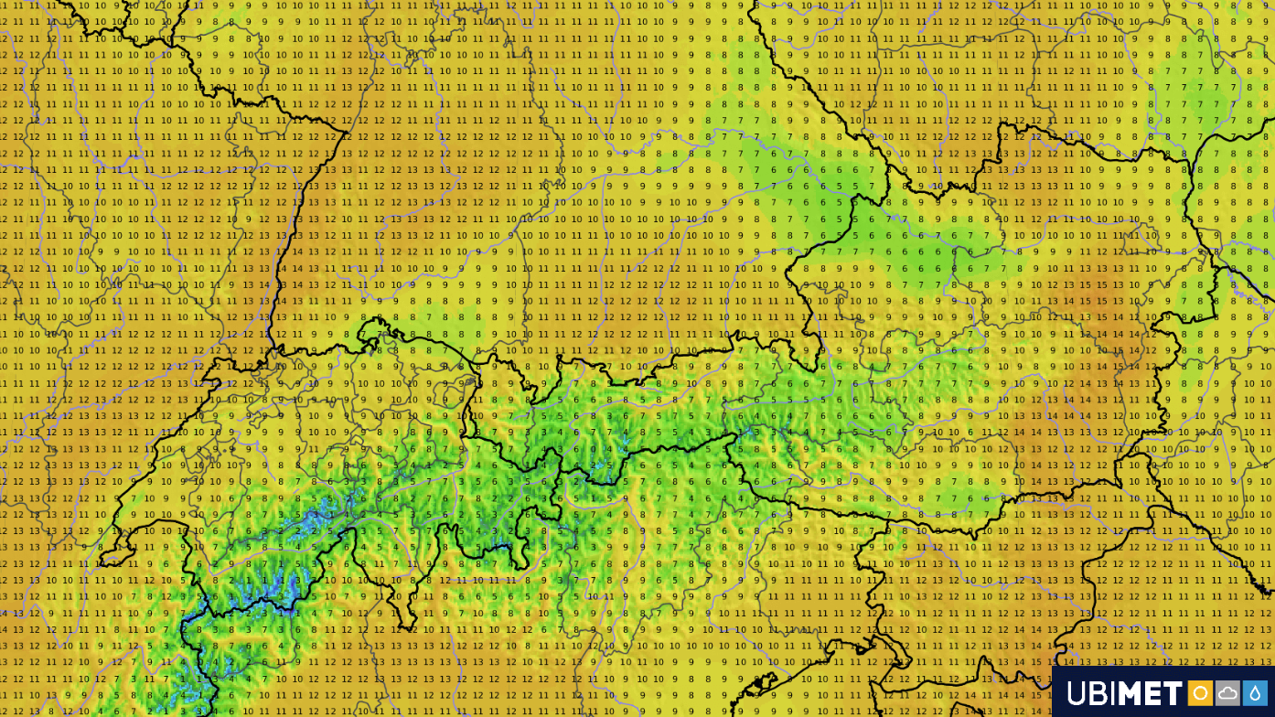 Aktuelle Temperaturprognose für Mittwoch, den 10.12.2025