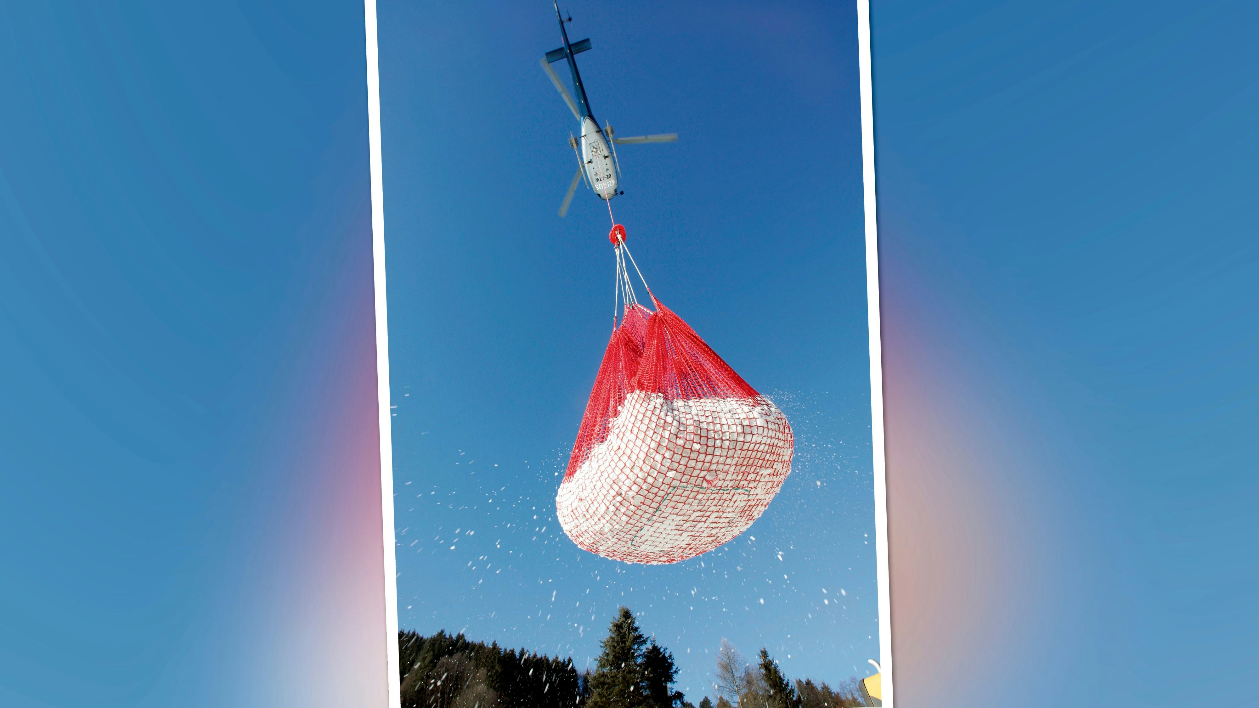 Heute.at - Skigebiet lässt Schnee mit Hubschrauber einfliegen