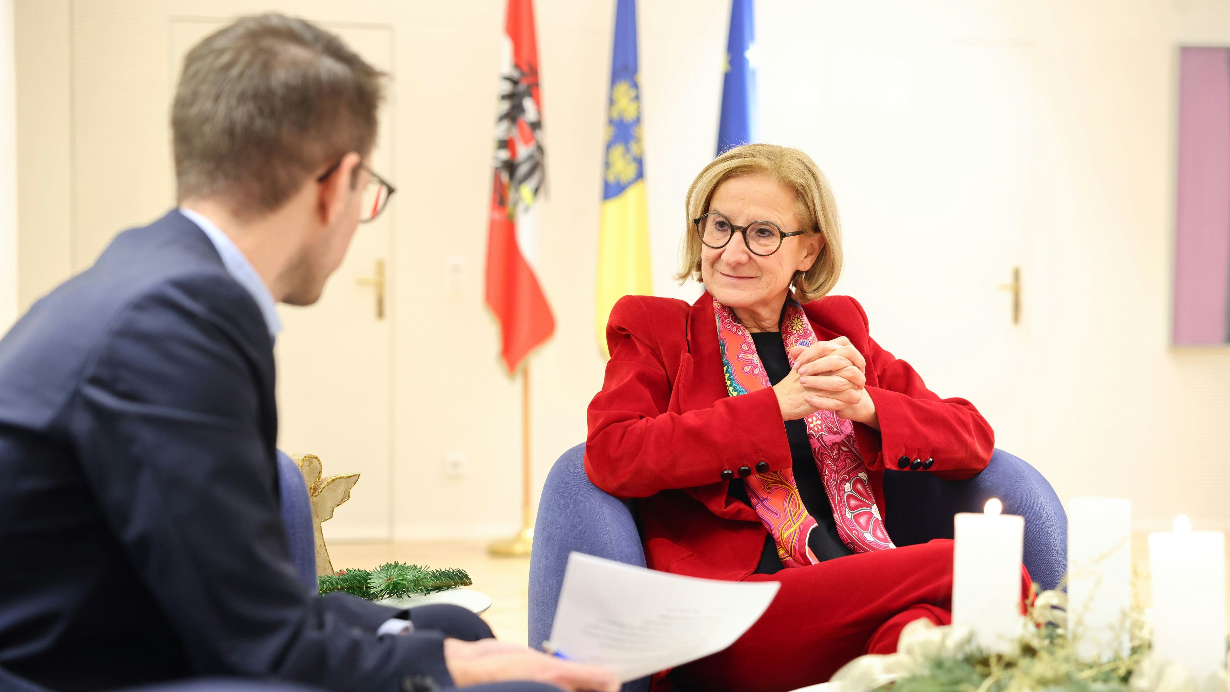 Landeshauptfrau Mikl-Leitner im Gespräch mit "Heute"-Chefredakteur Clemens Oistric