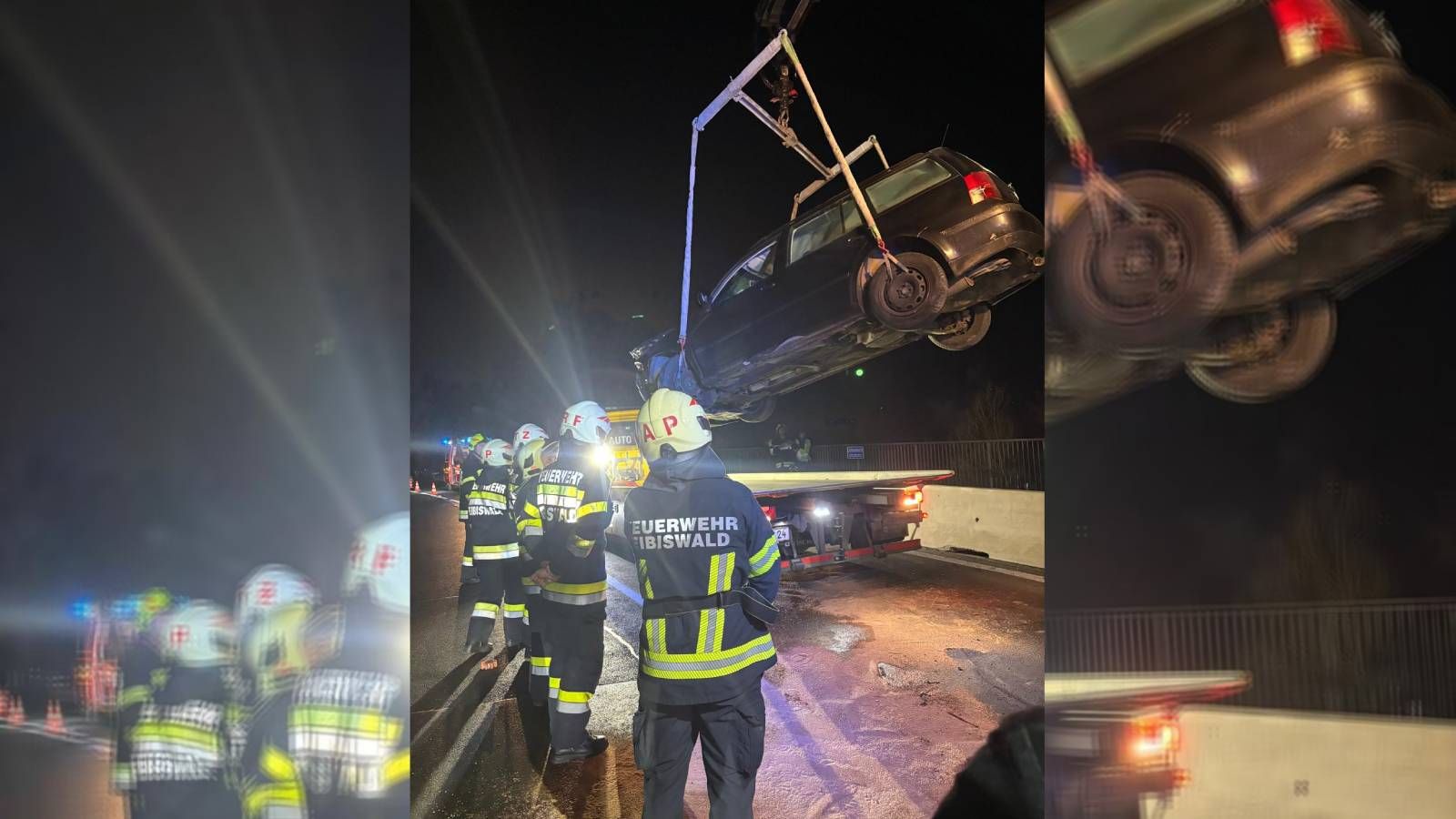 Die Feuerwehr übernahm die Bergung des Pkws.