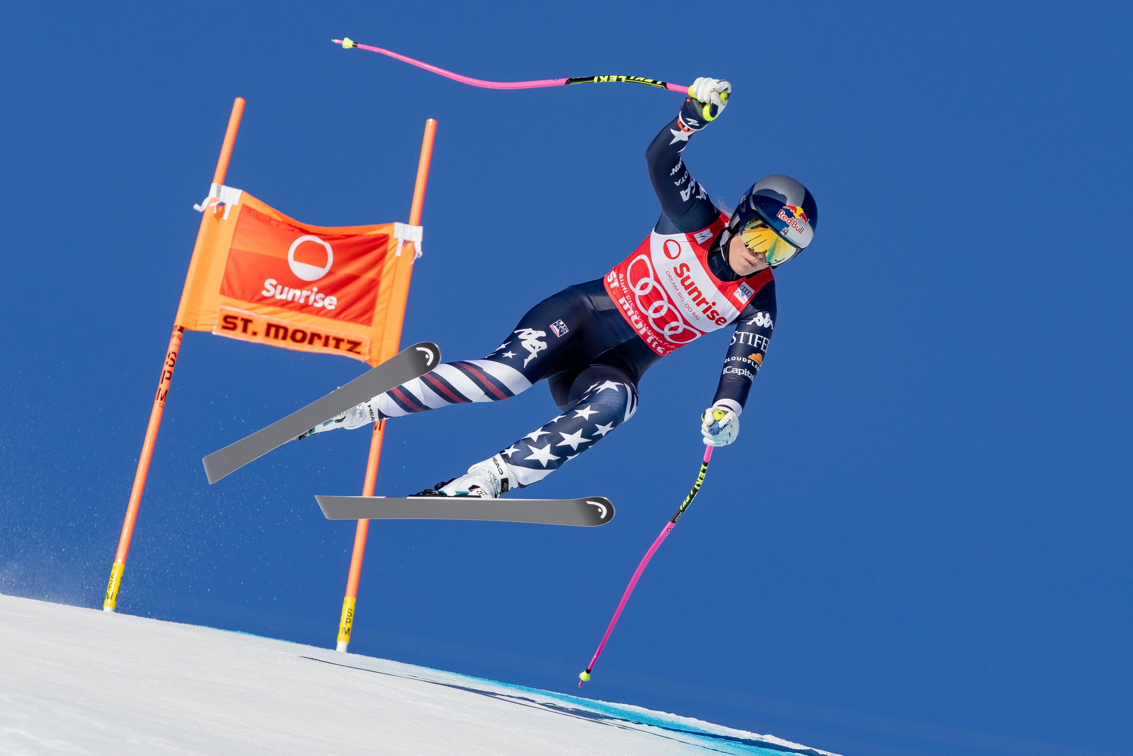 Lindsey Vonn flog in St. Moritz zu den Plätzen eins, zwei und vier.