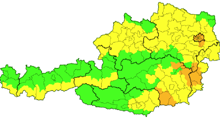 In Österreich wird am Montag vor "gefrierendem Regen" sowie starkem Wind gewarnt.