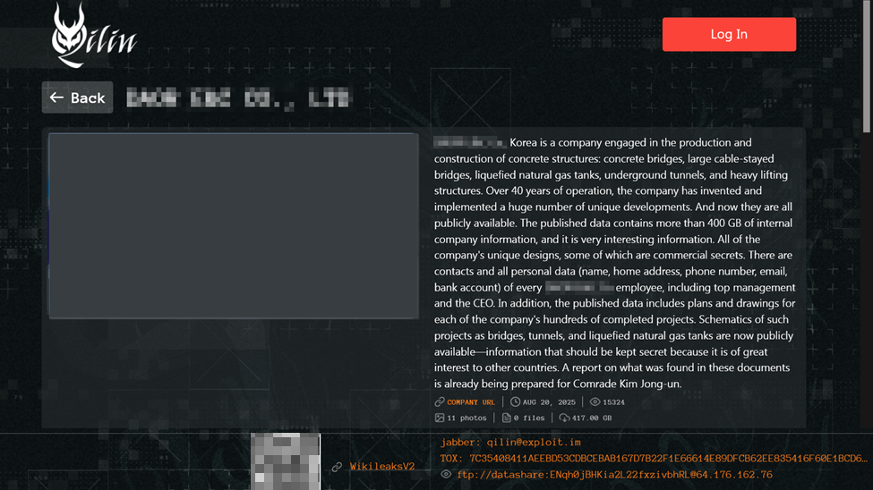 Kommunikation der Qilin-Akteure mit direktem Verweis auf Nordkorea.