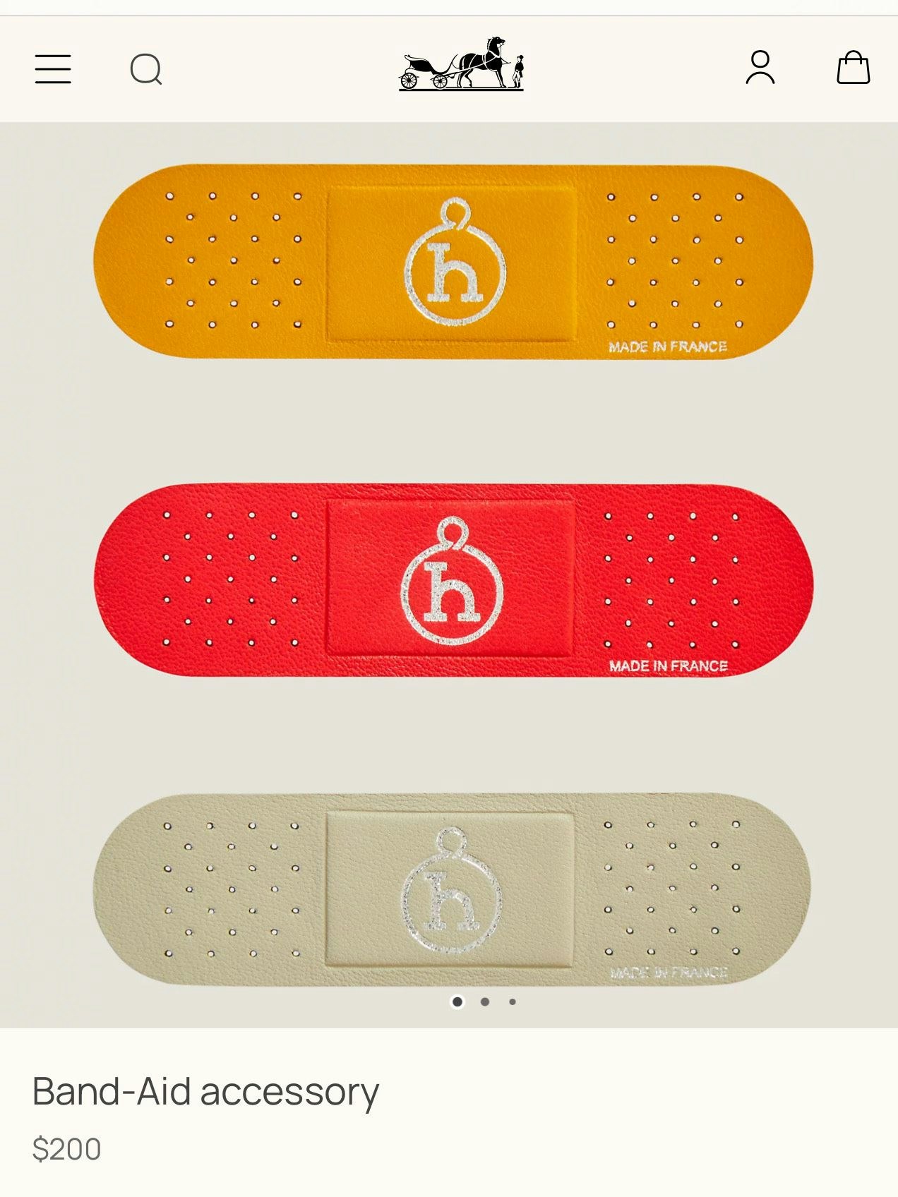 Mittlerweile ist das (nicht medizinische) Leder-Pflaster von Hermès nicht mehr im Webshop vorrätig.