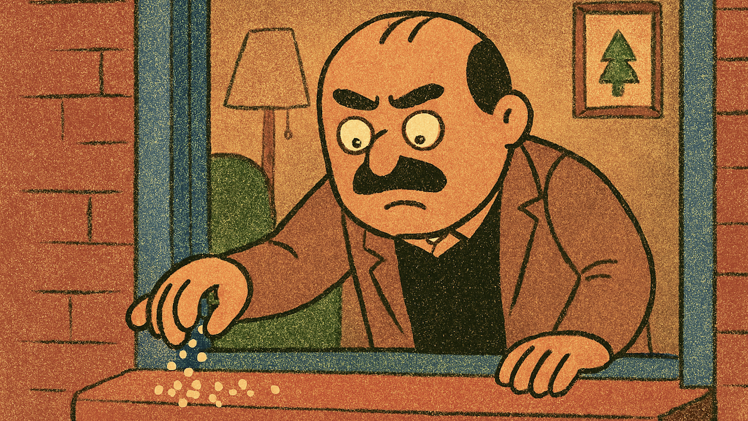 Herlicek will nach einer Bürowette auf Nummer sicher gehen – und verstreut zu Weihnachten etwas am Fensterbrett.