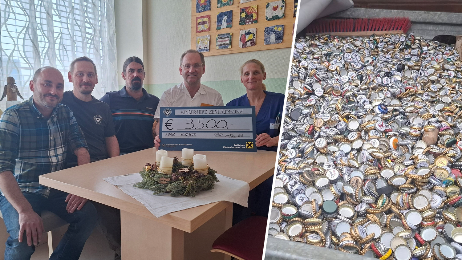 Heute.at - Fast 5 Tonnen: Kronkorken-Aktion bringt 3.500 € Spenden