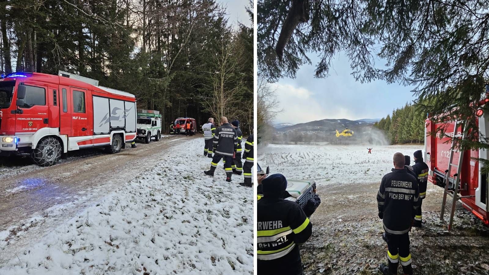 Heute.at - Sturz bei Holzarbeiten! Mann erst nach Stunden geborgen