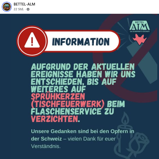 Das Facebook-Posting der "Bettel-Alm"