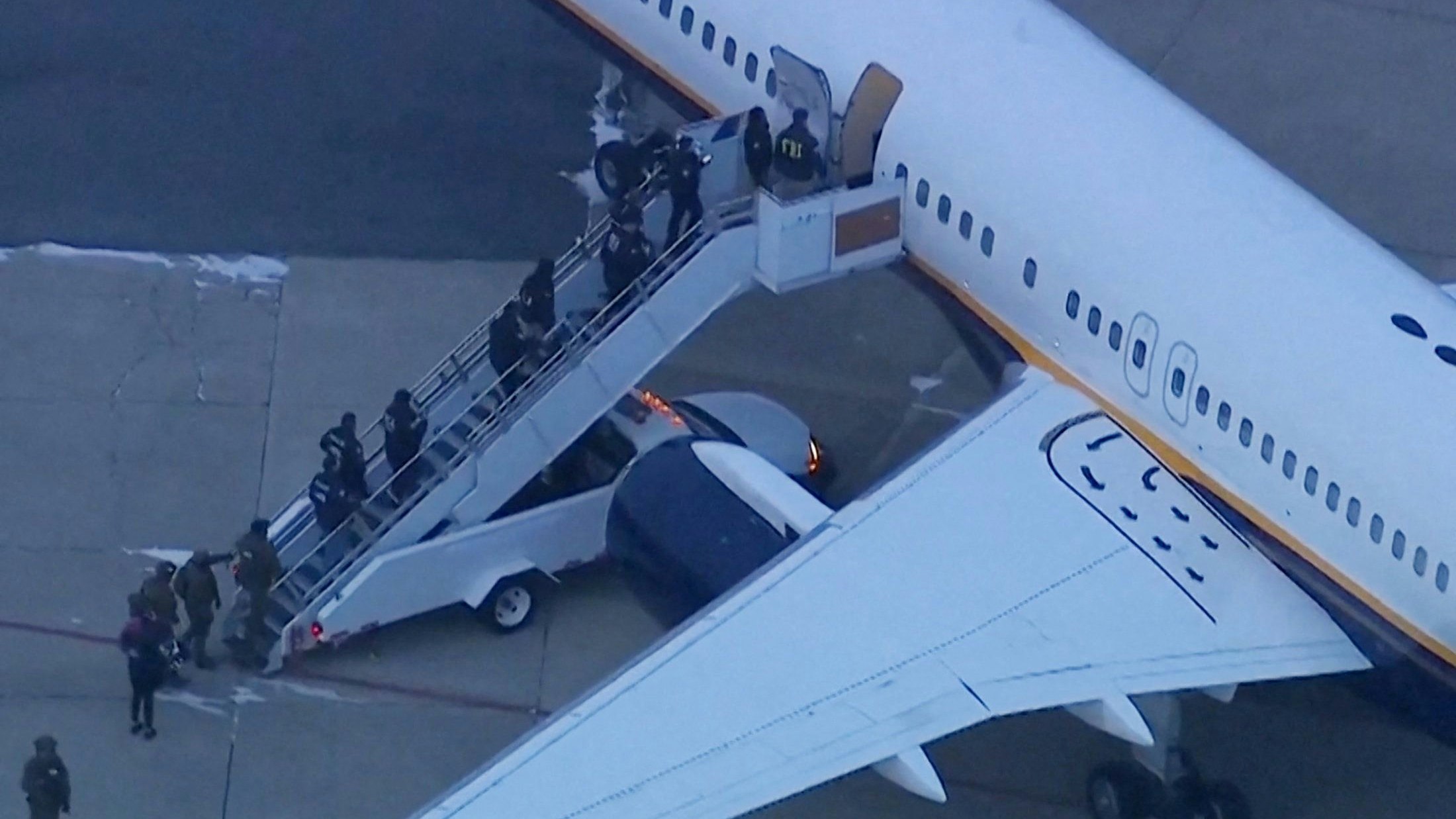 Venezuelas Präsident Nicolas Maduro nach der Landung auf der Stewart Air National Guard Base in Newburgh, New York