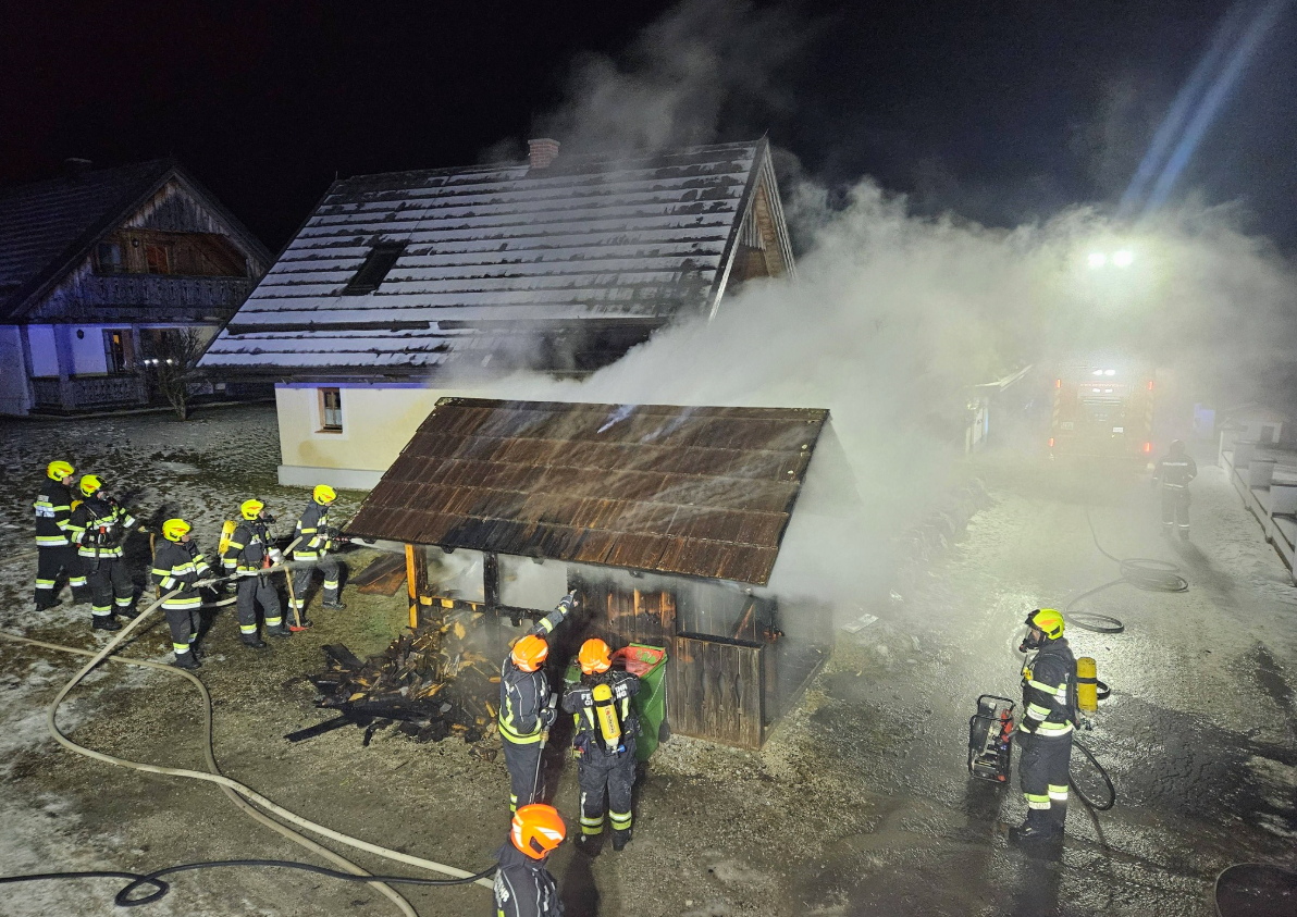 Heute.at - Mülltonne fängt Feuer – Holzhütte brennt lichterloh