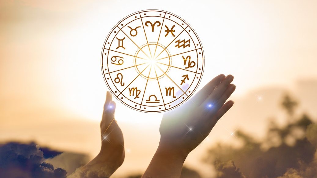 Zodiac signs inside of horoscope circle astrology and horoscopes concept