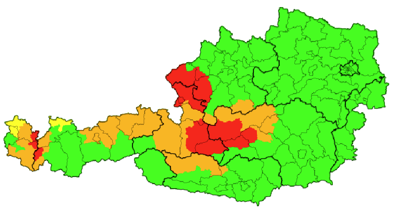 Die aktuelle Unwetterwarnkarte.