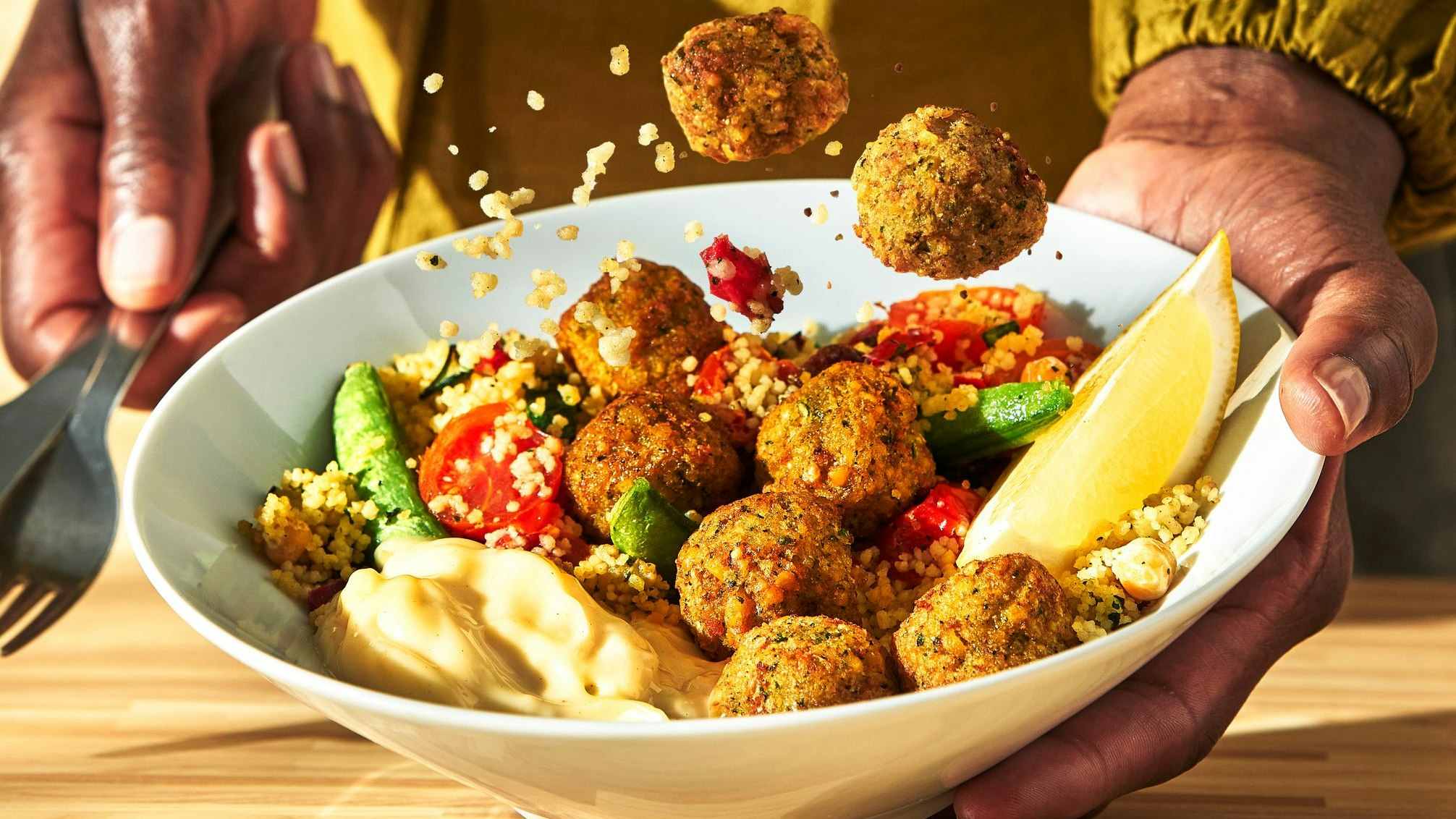 Die Falafelbullar ersetzen die Grönsaksbullar.