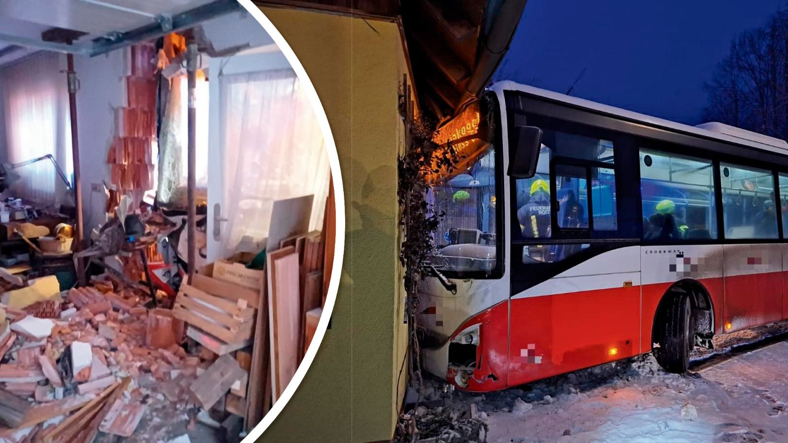 Heute.at - Bus reißt riesiges Loch in Haus – Schüler verletzt