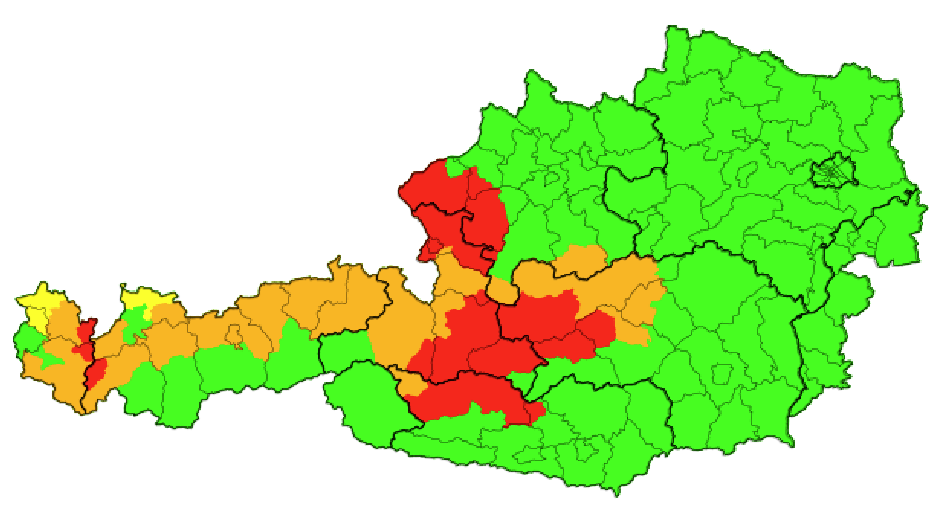 Die aktuelle Unwetterwarnkarte.