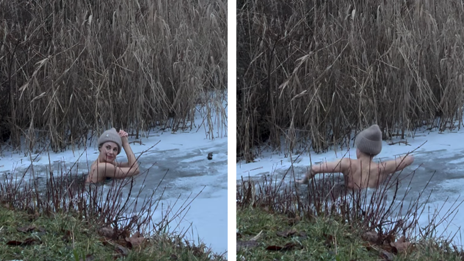 Heute.at - Minusgrade! Silvia Schneider beweist Mut beim Eisbaden