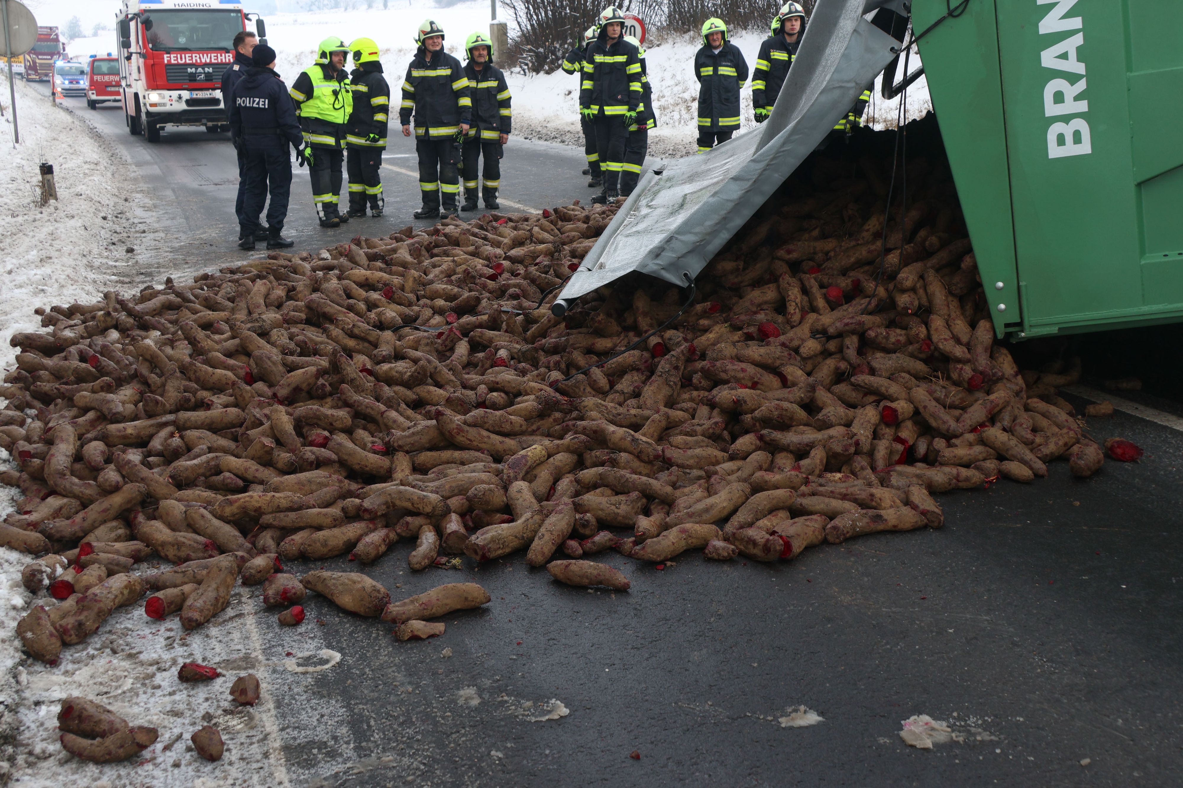 Heute.at - Winterchaos in OÖ! Riesen-Rüben sorgen für Totalsperre